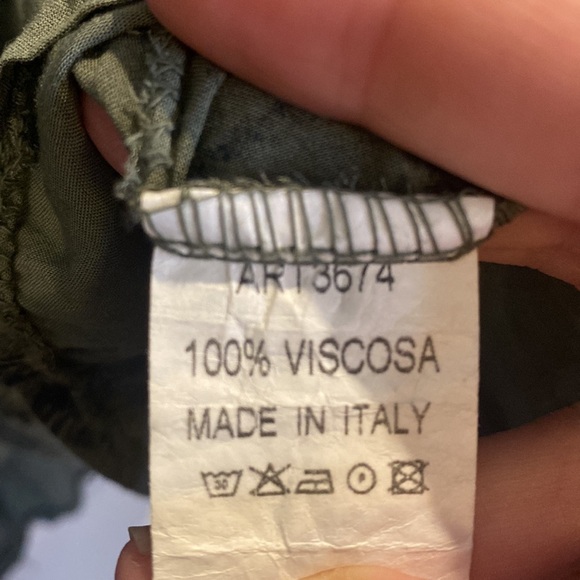 Sofia Made in Italy Olive Botanical Green Tunic Large Top leaves snake high low - Picture 4 of 7